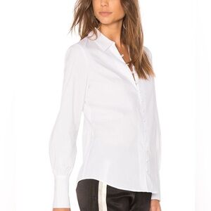 L’AGENCE Naomi Classic Button Down Shirt White Preppy Quiet Luxury Old Money